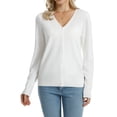 thumbnail image 4 of QUALFORT Women’s 100% Cotton Lightweight Button-Front Cardigan Sweater，v neck Long Sleeve Knit, 4 of 6