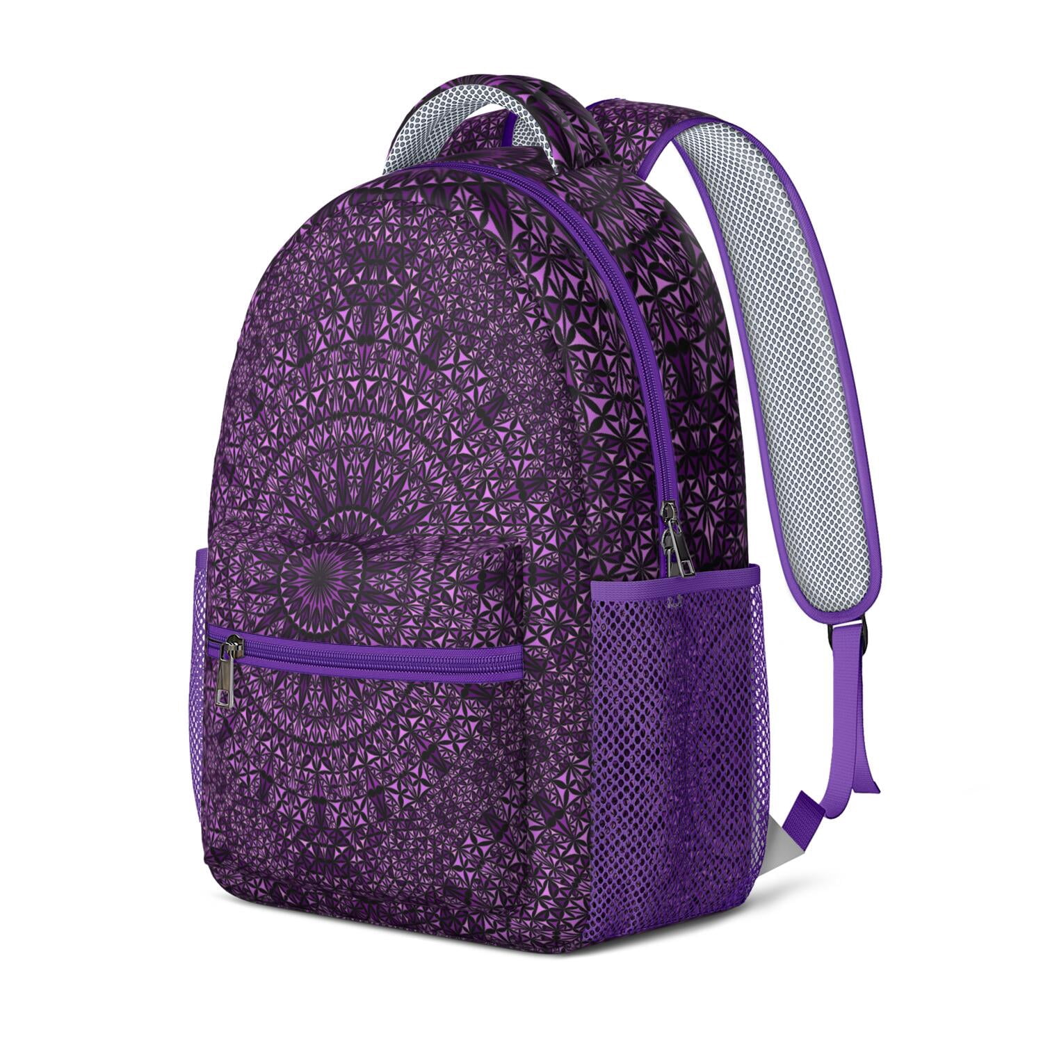 Zen Spiritual Backpack for Students - Lightweight Waterproof School Bag with Breathable Mesh Straps, Indian Ornament Style, Organized Pockets