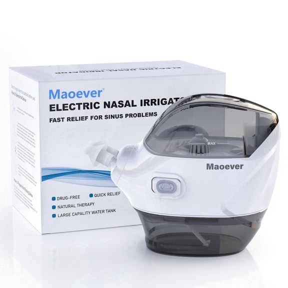 MAOEVER Nasal Irrigation System-Electric Neti Pot Sinus Nasal Irrigation Machine for Nasal Care, Nasal Cleaner with 30 Packs of Salt and Measuring Cup Suitable for Adult Nasal Irrigation