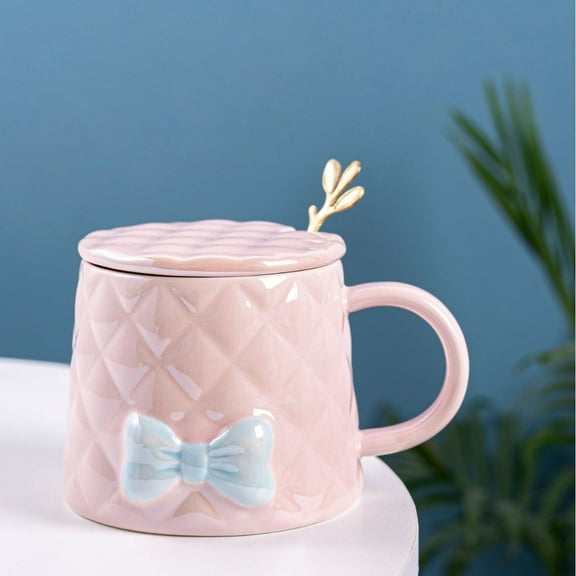 EcoNest 360 ML Bow Coffee Mug Porcelain Bow Coffee Cup Tea Cup Ceramic Cute Mug For Women Girl