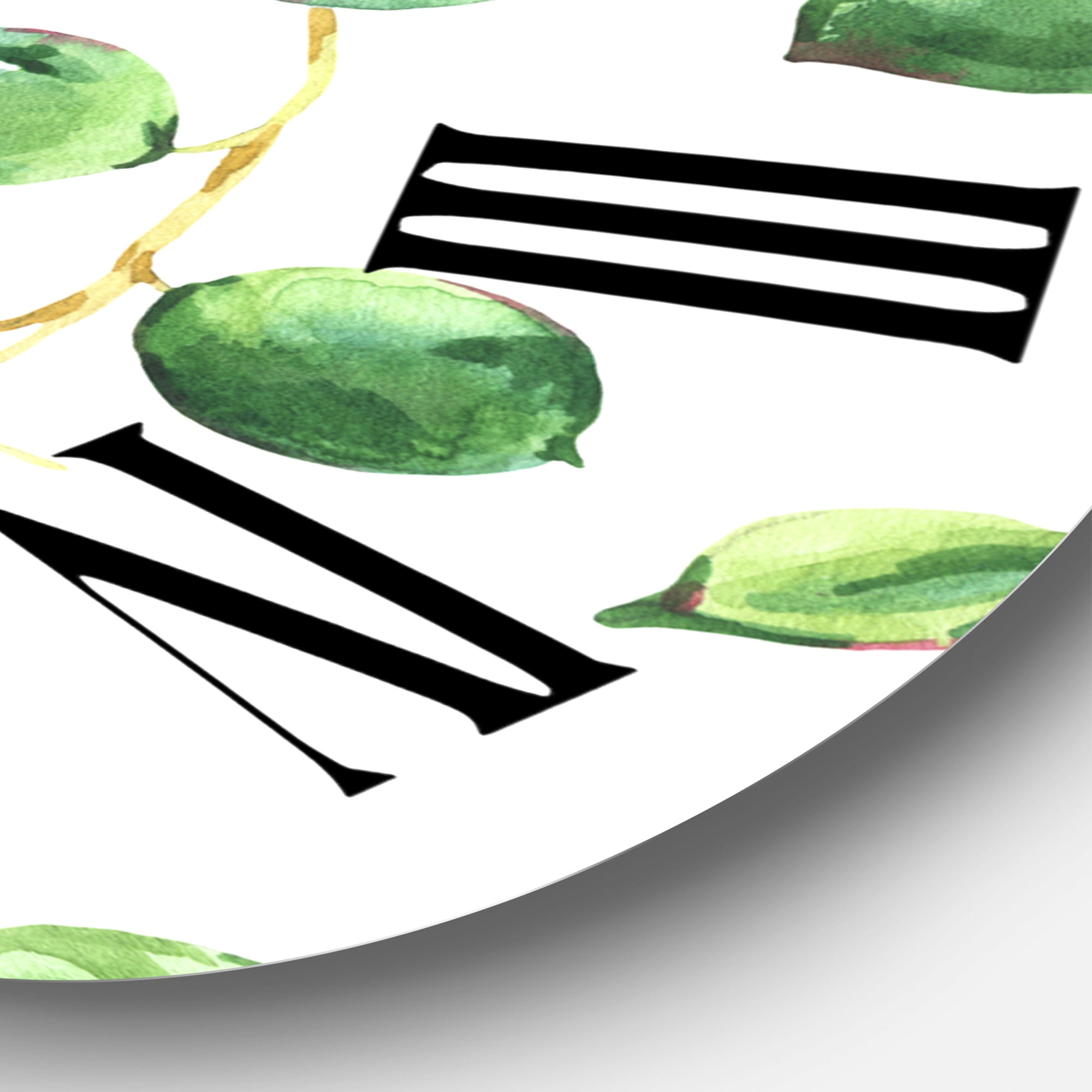 Designart 'Tropical Green Leaves Patern' Tropical Wall Clock