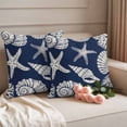 thumbnail image 2 of Navy Blue Starfish Coastal Outdoor Waterproof Pillow Covers, Shell Summer Beach Nautical Decorative Square Throw Pillowcase Sofa Cushion Sham for Patio/Couch/Chair, 16"x16" 2 Pack, 2 of 8