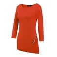 thumbnail image 1 of INSPIRAR CHIC Blusas de Mujer Cuello Redondo de Manga 3/4 con Botones Decorativos y Dobladillo Irregular Estilo Casual S Naranja, 1 of 6