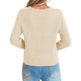 thumbnail image 3 of Long Sleeve V-neck Women Crochet Cardigan Casual Button Down Sweater, 3 of 6