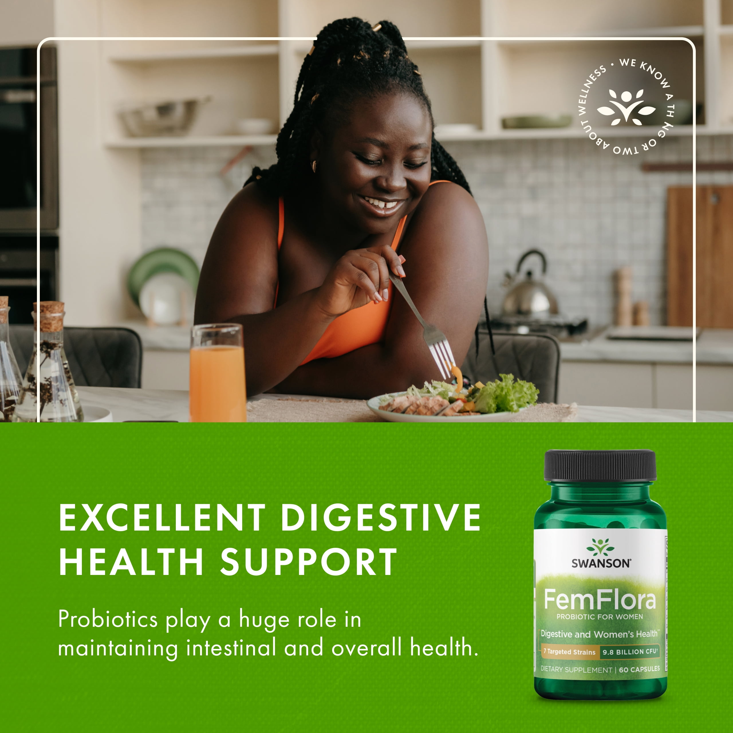 Swanson FemFlora - Feminine Probiotic Supplement Supporting Flora of the Mouth, GI Tract, and Vagina - Probiotics for Women with 9 Billion CFU Per Capsule - (60 Capsules) (4 Pack)