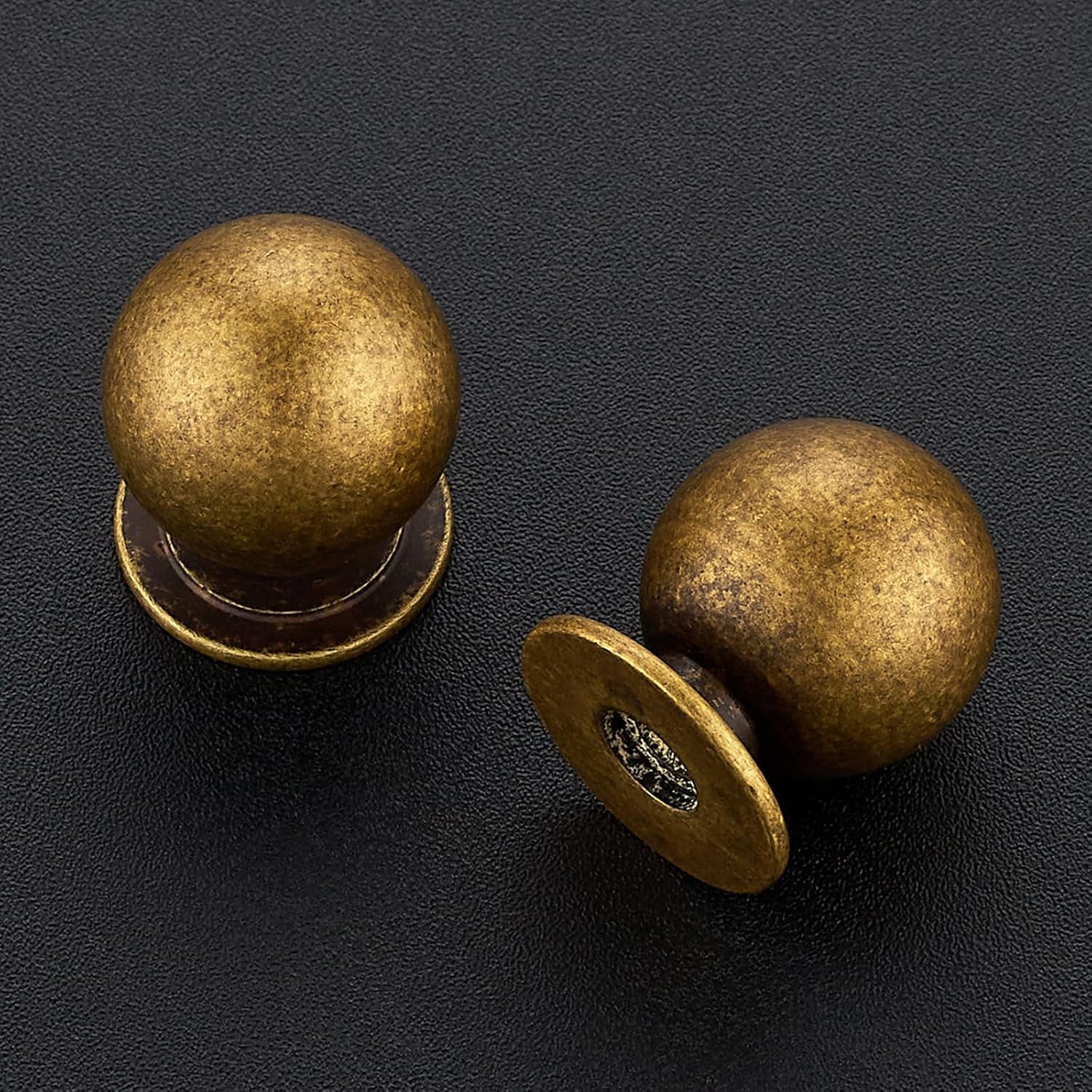 Cabinet Knobs, Round Dresser Knobs, Ball Kitchen Cabinet Hardware, 0.95" Diameter (Antique Brass, 12 Pack)