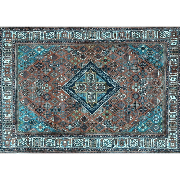 Ahgly Company Indoor Rectangle Persian Light Blue Traditional Area Rugs, 5' x 7'