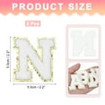 thumbnail image 2 of Parches de letras Uxcell Chenille 2 Pcs Parches de letra N para planchar Reparar Aplicaciones con borde de purpurina Blanco 2.2", 2 of 7