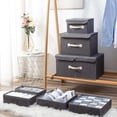 thumbnail image 6 of Collapsible Storage Boxes, Ongmies Storage Bin with Lid, Decorative Foldable Lidded Cotton Linen Fabric Home Cubes Baskets Closet Organizer Container, 6 of 9