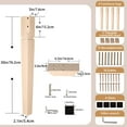 thumbnail image 2 of Patas cuadradas de roble sin terminar de 30 pulgadas para muebles, patas de madera altas de mediados de siglo, juego de 4 para mesas, bancos otomanos, con accesorios de instalación (natural), 2 of 5