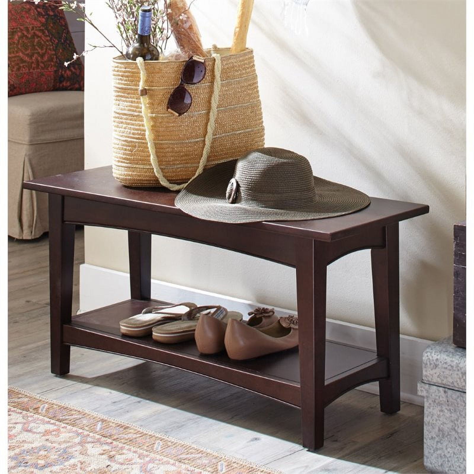 Shaker Cottage Tray Shelf Coat Hook with Bench, Espresso