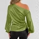 thumbnail image 4 of Tops de otoño para mujer,Blusa de mujer, cuello redondo, manga larga, camisa informal de poliéster, túnica de color liso, versátil para uso diario, sopatenor, 4 of 8