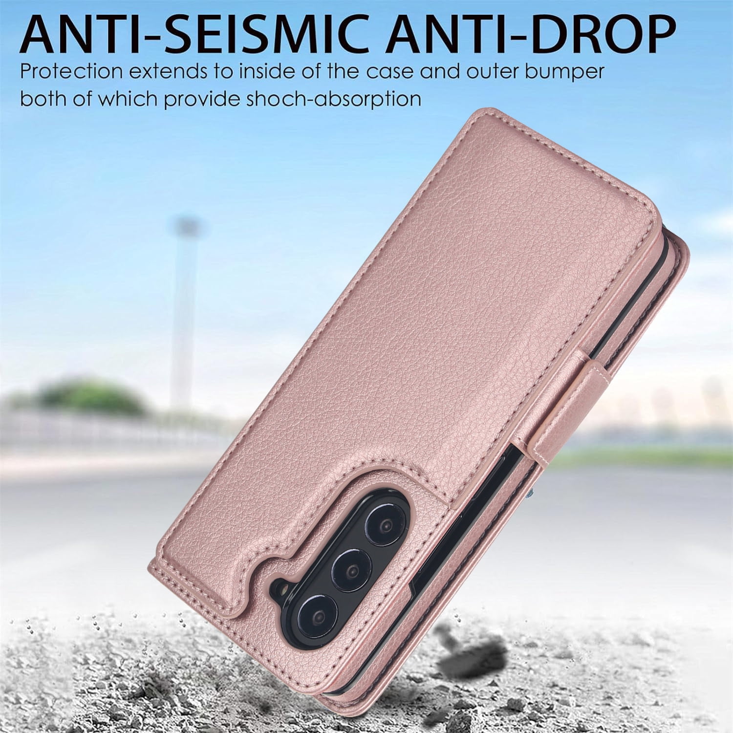Wallet Case for Samsung Galaxy Z Fold 7 with S-Pen Holder and Credit Card Slots, Premium PU Leather RFID Blocking Magnetic Closure Flip Phone Case Cover for Samsung Galaxy Z Fold 7, Rosegold