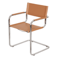 thumbnail image 4 of Breuer Chair Company Mart Stam Cantilever Armchair Arm Chair w/ Chrome Steel Frame & Camel Bonded Leather by Furnish Theory, 4 of 7
