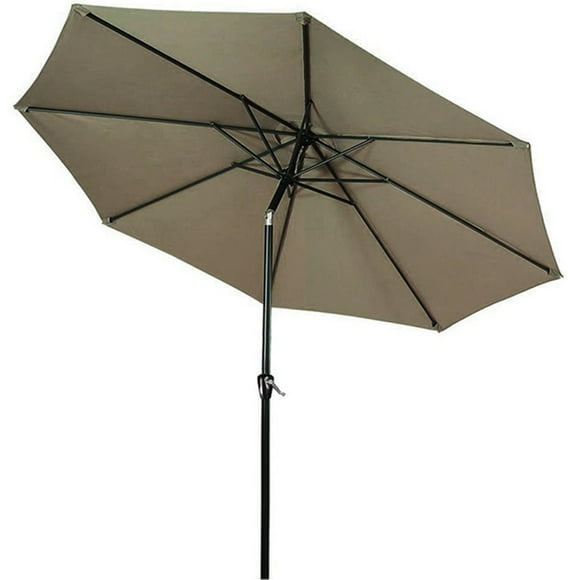 9Ft Round Market Patio Umbrella with Tilt and Crank, 8 Ribs Centred Umbrellas Outdoor Parasol Sun Shelter Table Umbrella