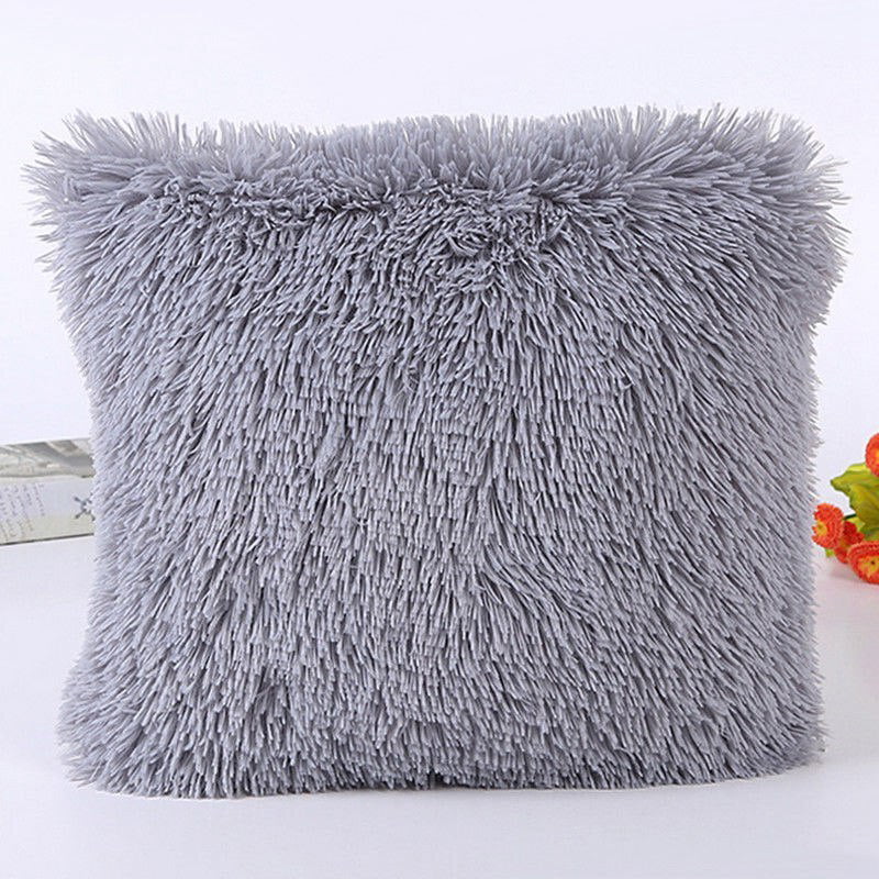 18" Soft Fur Plush Square Throw Pillow Cases Sofa Waist Cushion Cover Home Decor 