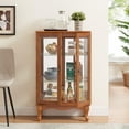 thumbnail image 4 of 2 Doors Curio Cabinet with Tempered Glass Doors, Curio Cabinets with Mirrored Back Panel and Adjustable Shelves, Lighted Display Cabinet for Home, Office Light Bulb Included Oak, 4 of 16