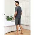 thumbnail image 6 of Pdbokew Mens Pajamas Set Lightweight Summer Pjs Sleepwear Soft Comfy Short Sleeve Loungewear Dark Gray with Carbon gray L, 6 of 6