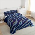 thumbnail image 3 of Homewish Wild Trger Striped Queen Comforter Set,Modern Gemeotric Bedding Sets,Blue Gray Bedding Comforter Set For Men Women,Luxury Bedroom Decor Reversible,3-Piece, 3 of 8
