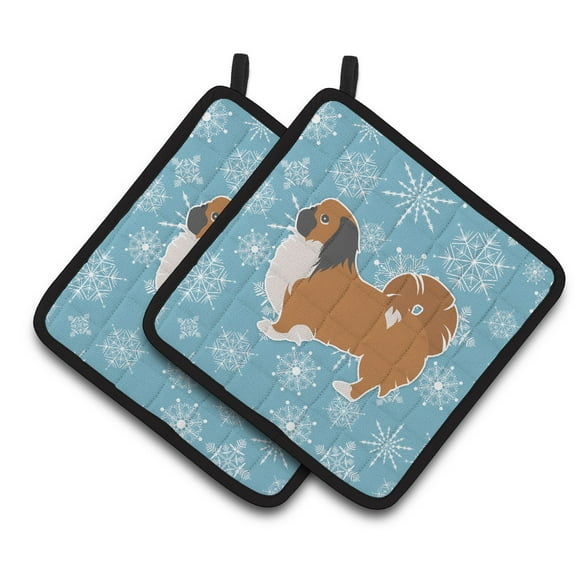 Carolines Treasures BB3538PTHD Winter Snowflake Pekingese Pair of Pot Holders , 7.5HX7.5W, multicolor
