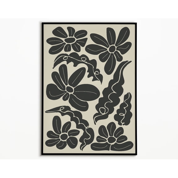 Botanical Floral Wall Poster Boho Abstract Flower Poster , Poster Print Only