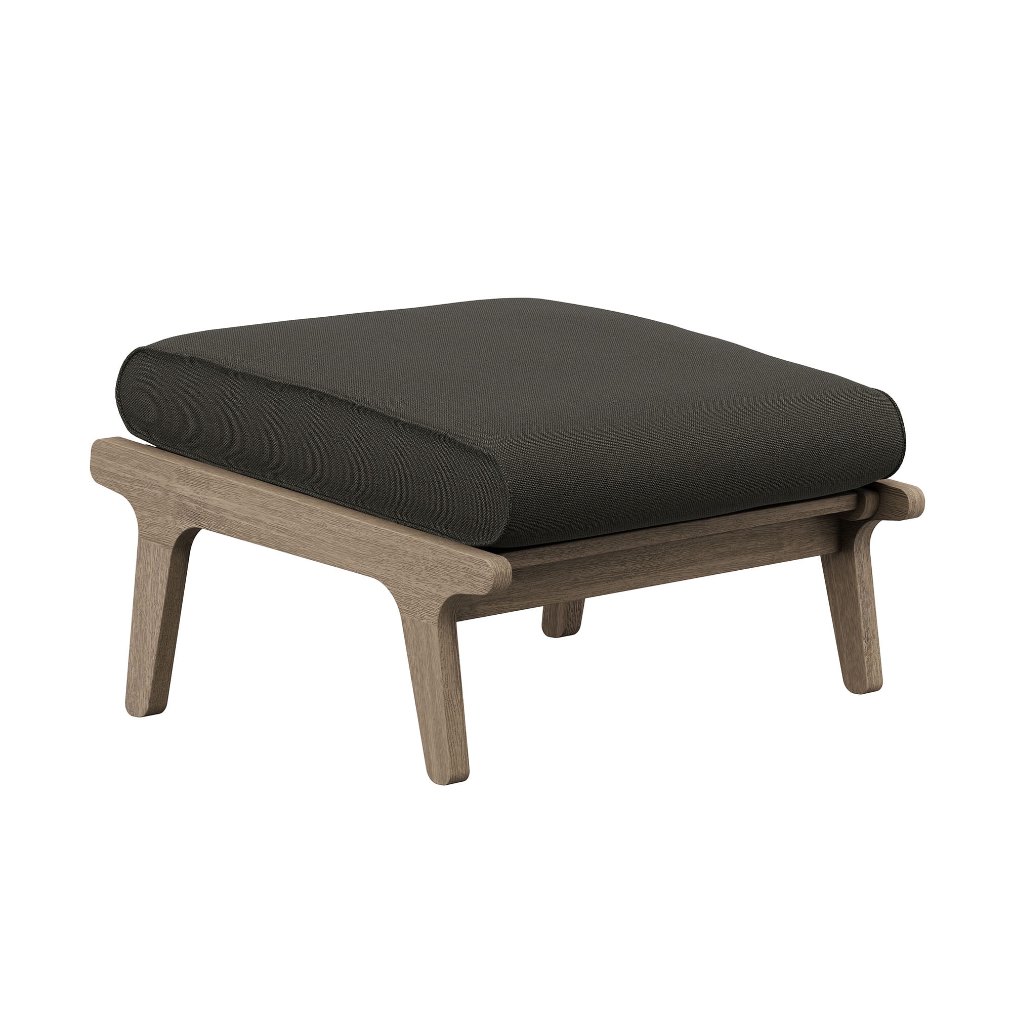 Saratoga Outdoor Teak Wood Chair and Ottoman Set in Weathered Gray Flint