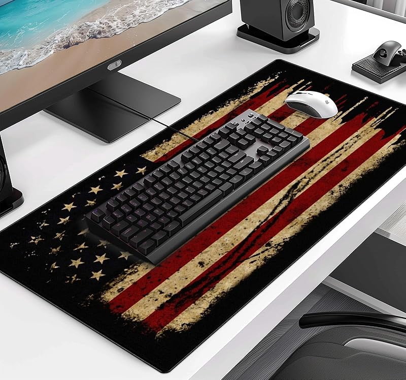 Large Extended Gaming Mouse Pad with Stitched Edges, Non-Slip Waterproof Rubber Base Mouse Pad for Office, Computer, Keyboard, Laptop and Home Desk Pad 35.4 x 15.7 x 0.12 Inch