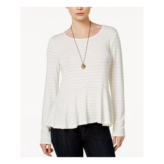 MAISON JULES $49 Womens New 1992 White Pinstripe Ruffled Long Sleeve Top S B B