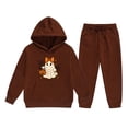 thumbnail image 3 of Glisme Girls Outfit Set Graphic Print Long Sleeve Hooded Tees With Pants Set Halloween Casual Girls Outfit Size 2-3 Years Coffee, 3 of 3