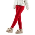 thumbnail image 5 of Cethrio Kids Girls Thermal Leggings, Fleece Thickened Elastic Waist Stretchy Winter Pants Red Size 5T, 5 of 9