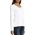 thumbnail image 3 of Hanes O9142 Womens Long-Sleeve V-Neck T-Shirt, White - Large, 3 of 7