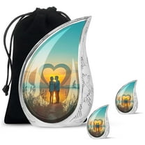 SUBSH Love Silhouette At Sunset - Cremation Urns For Men - Small Urns For Human Ashes - Urns For Human Ashes Adult Female Mom - Combo 1 Large & 2 Small - Memorial Urns For Human Ashes Keepsake