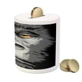thumbnail image 3 of Modern Piggy Bank, Close up Gorilla Portrait with Orange Eyes Zoo Jungle Animal Wild Money Graphic, Ceramic Coin Bank Money Box for Cash Saving, 3.6" X 3.2", Grey Marigold, by Ambesonne, 3 of 4
