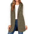 thumbnail image 2 of ClodeEU Women's Mid Long Fleece Vest With Hooded, Fall Winter Warm Plush Sleeveless Cardigan Army Green,Womens Plus XXL, 2 of 9