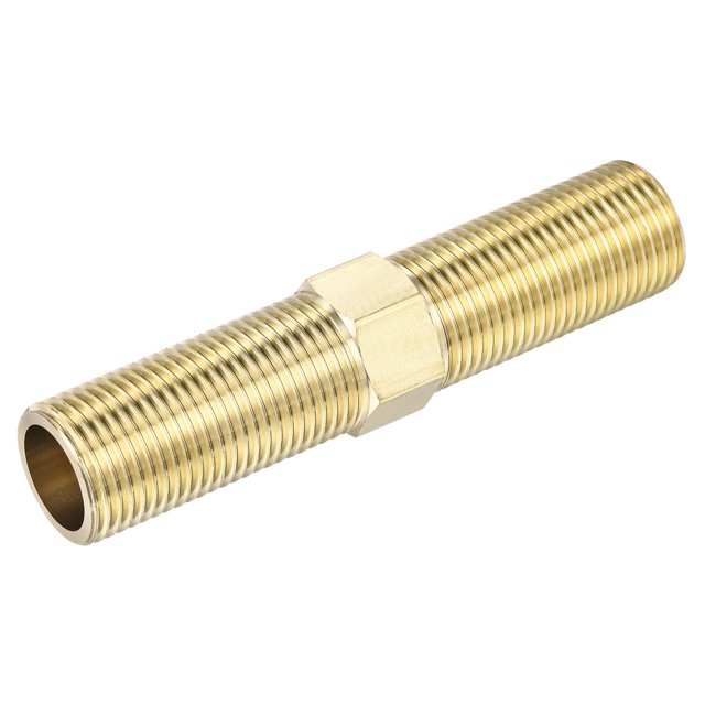 Unique Bargains G1/2 Male Thread Brass Pipe Fitting 100mm Length Hex Connector Pipe Adapter