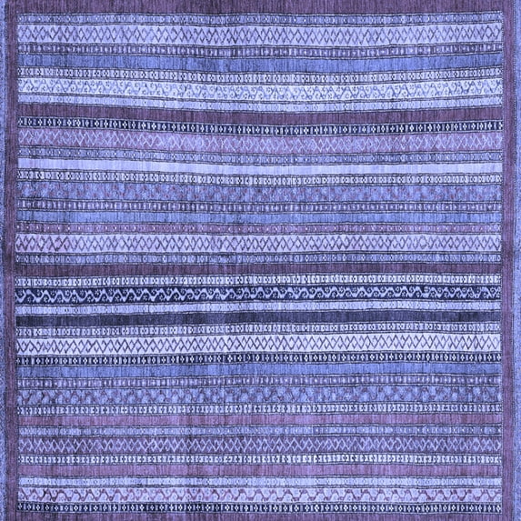 Ahgly Company Machine Washable Indoor Square Abstract Blue Modern Area Rugs, 4' Square