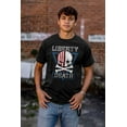 thumbnail image 5 of Liberty Death Skull Crossbones Flag Men's Graphic T Shirt Tees Brisco Brands S, 5 of 6