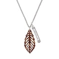 thumbnail image 1 of Delight Jewelry Acrylic Large Leaf Pearly Brown Silvertone Courage Strength Wisdom Honesty Bar Charm Necklace, 23", 1 of 4