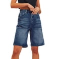 thumbnail image 2 of Tittly Shorts for Women Palazzo Pants Womens Summer Denim Shorts Trendy High Waist Ripped Distressed Jean Shorts Stretchy Hem Casual Jean Shorts Jeans for Women High Waisted Shorts Blue S, 2 of 9