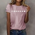 thumbnail image 2 of Women's Freedom Print Casual T-Shirt, Comfortable and Breathable Shirt for Famale, Pink Light, XXXL, 2 of 4