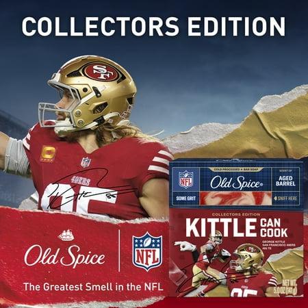 Old Spice Men's Cold Processed Bar Soap, NFL Collection, Kittle Can Cook, Aged Barrel, 5oz
