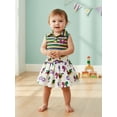 thumbnail image 5 of BemeyourBBs Toddler Baby Girl Mardi Gras Outfit Carnival Summer Clothes Sleeveless Lapel Collar Solid Color/Striped Vest Tank Tops Pleated Skirt Set, 5 of 9