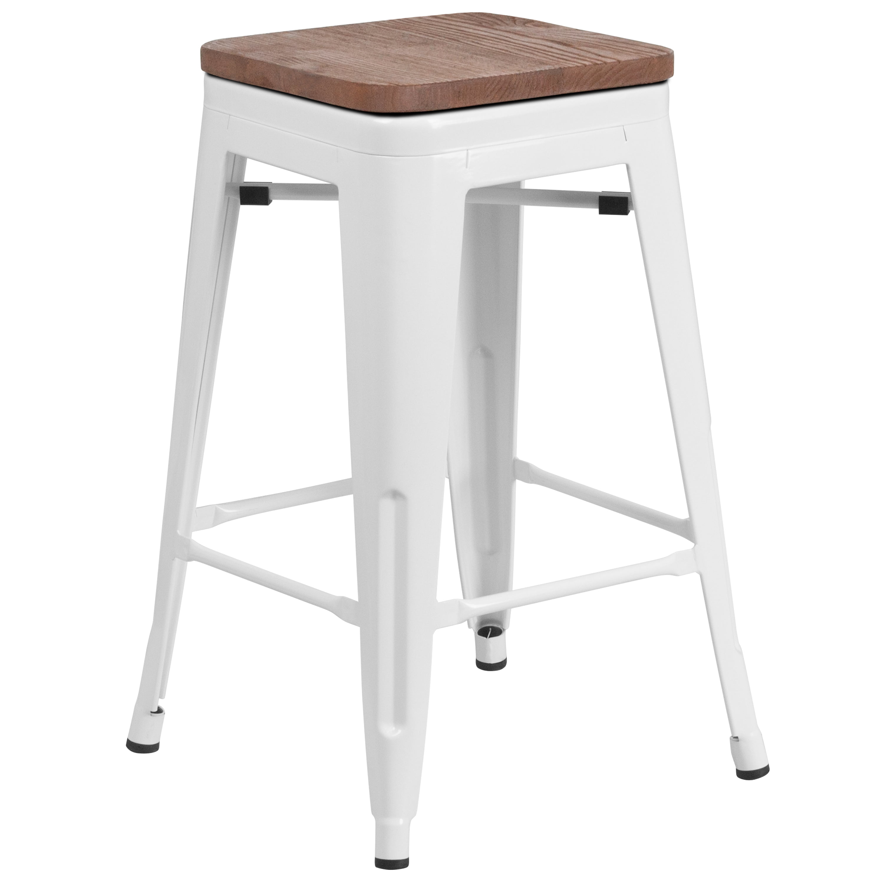 Flash Furniture 24" High Backless White Metal Counter Height Stool with