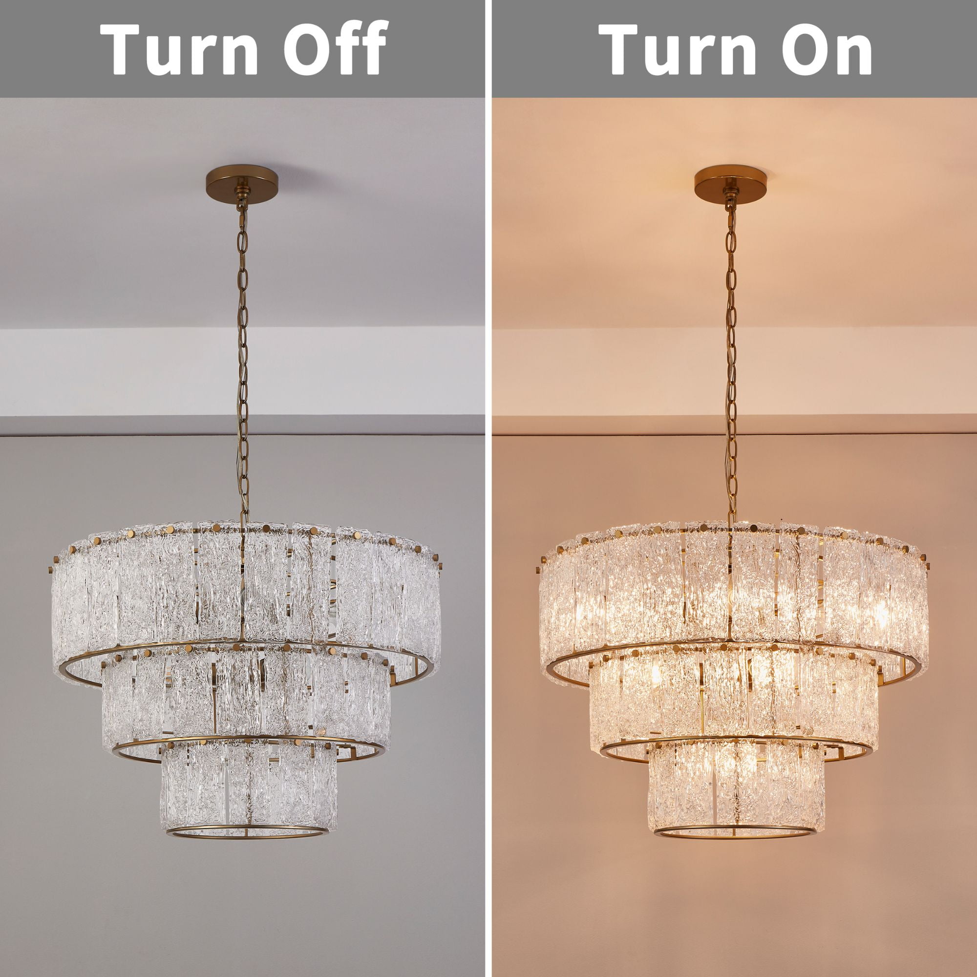 KAWOTI Glass Chandelier 8-light Gold Chandelier Lighting Fixture for Dining Room,  Foyer, Living Room