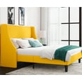 thumbnail image 4 of Allewie Full Size Fabric Upholstered Platform Bed Frame with Wingback Headboard, Light Yellow, 4 of 7
