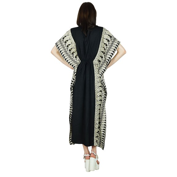 Bimba Women Rayon Long Kaftan Black Caftan Maxi Gown Coverup Top
