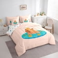 thumbnail image 2 of Erosebridal Kids Kawaii Capybara With Fruit Orange Bedding Comforter Set 7-Piece,Boys Girls Cute Animal King Bedding Sets,Pink TealUltra Soft Home Decor, 2 of 6