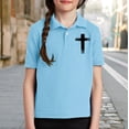 thumbnail image 2 of KAUOD Kids Girls Collar Buttons V Neck Tops Short Sleeve Solid Cute Graphic Summer Tees Blouse School Casual Athletic Blouse, 2 of 8