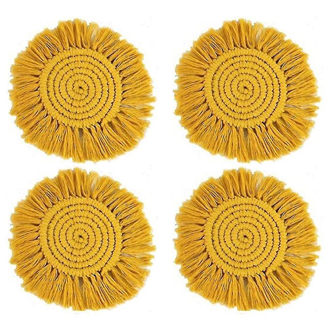 Juego de posavasos absorbentes beige para protección de mesa de madera, tejido hecho a mano, inauguración de la casa Feliz Sencillez