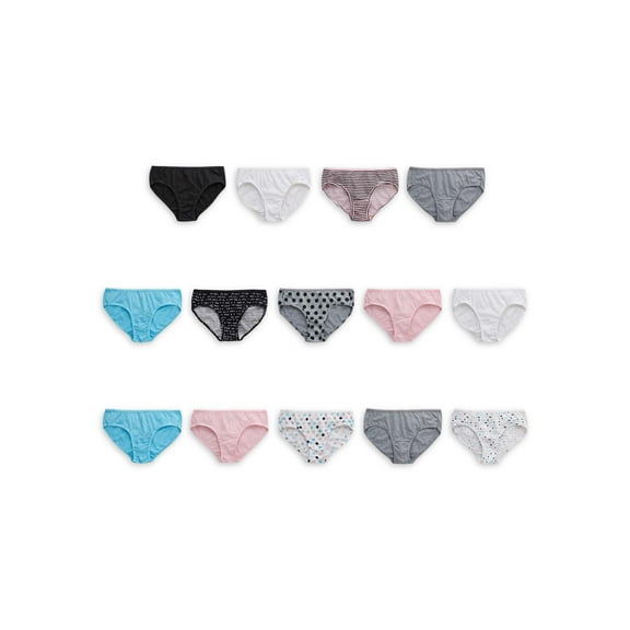 Hanes Girls' Tagless Super Soft Cotton Hipsters, 14 pack, Sizes 6-16